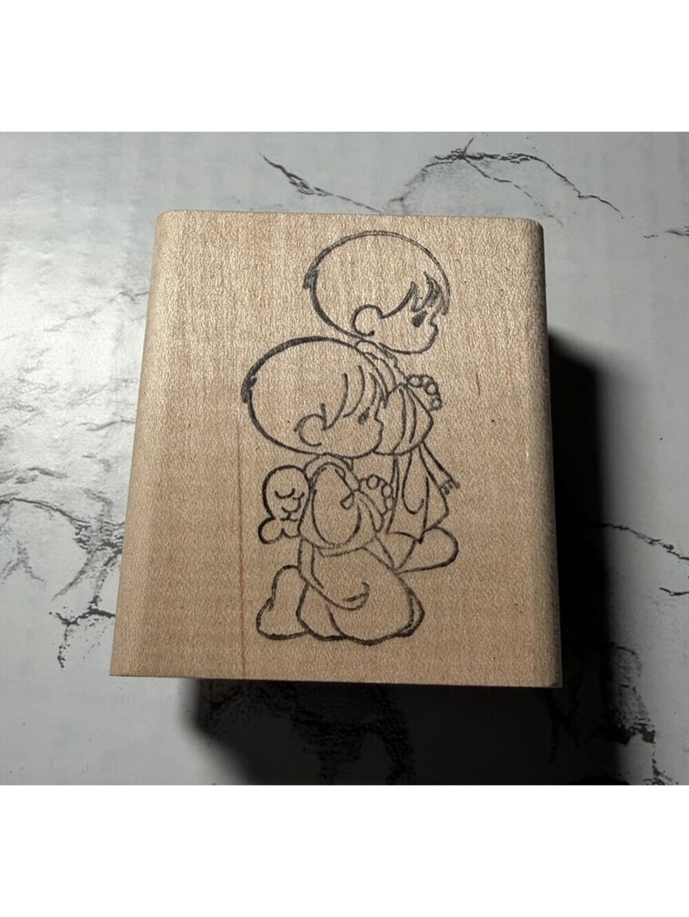 90s Precious Moments Praying Boys Rubber Stamp